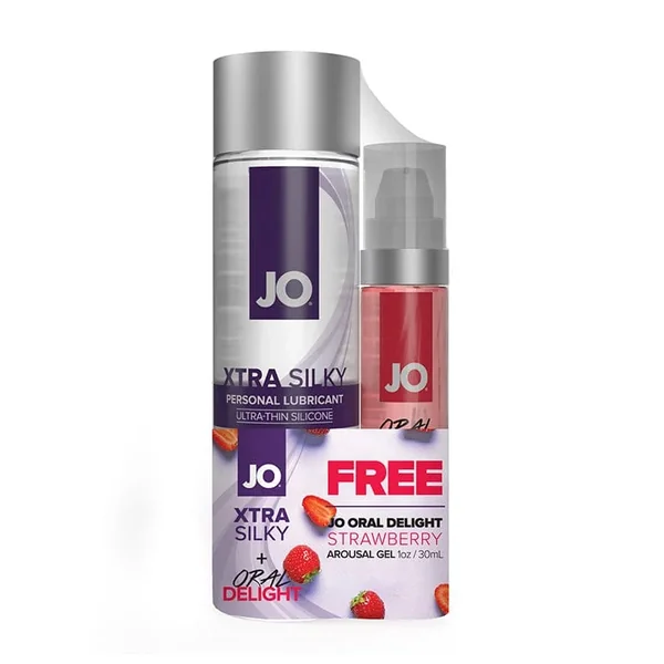 System JO Xtra Silky Silicone + JO Oral Delight Strawberry
