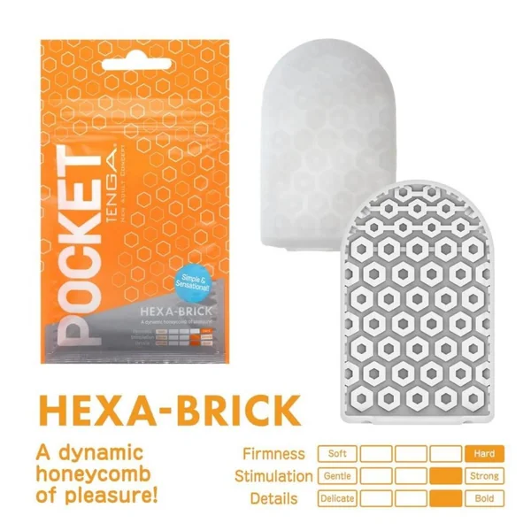 Tenga Pocket Hexa Brick: Disposable Textured Male Masturbator