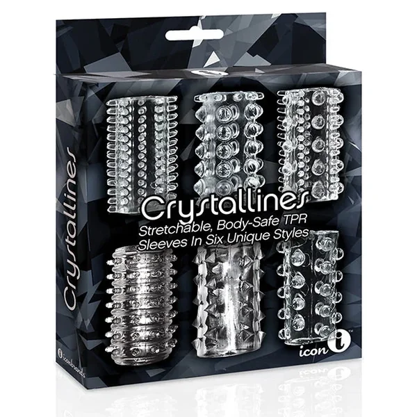 The 9’s Crystalline TPR Cock Sleeve 6 Pack Clear