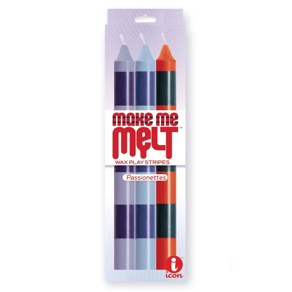 The 9's Make Me Melt Sensual Warm Drip Candles 3pk Stripes Passionettes