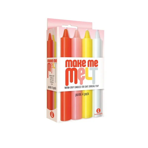 THE 9’S MAKE ME MELT SENSUAL WARM-DRIP CANDLES 4PK PASTEL