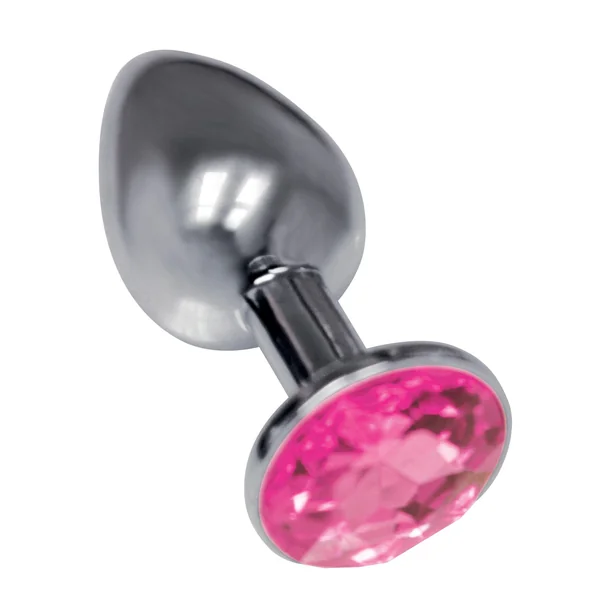 The 9's the Silver Starter Bejeweled Stainless Steel Plug - Pink
