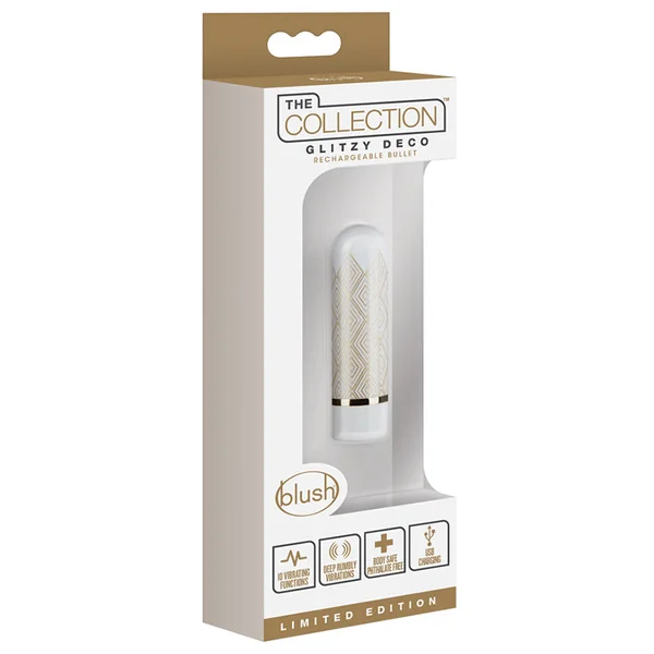 The Collection Glitzy Deco Gold 2.5-Inch Vibrating Rechargeable Bullet
