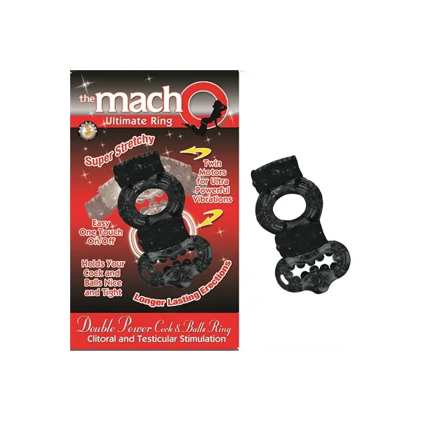The Macho Double Power Cock& Balls Rink-Black