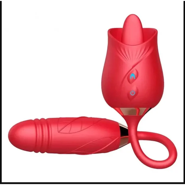 Thrusting Sucking Rose Toy Vibrator Sex Toy With Licking Tongue