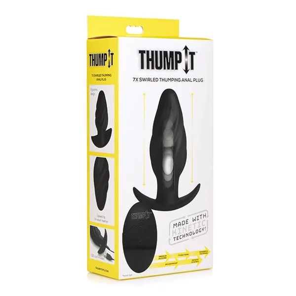 Thump It Kinetic Thumping 7x Swirled Anal Plug - Black