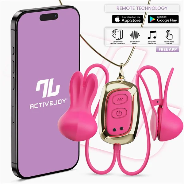 Tickly Nipple Clamps ith Vibration, Remote and Necklace with App