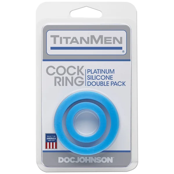 Titanmen Cock Ring Platinum Silicone Double Pack - Blue