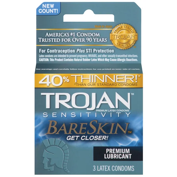 Trojan Bareskin Condoms - Box Of 3
