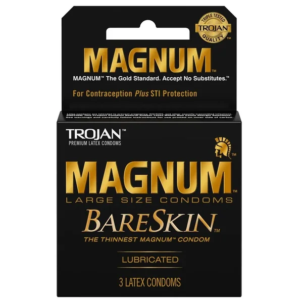 Trojan Magnum Bareskin Lubricated Latex Condoms 3-Pack Large