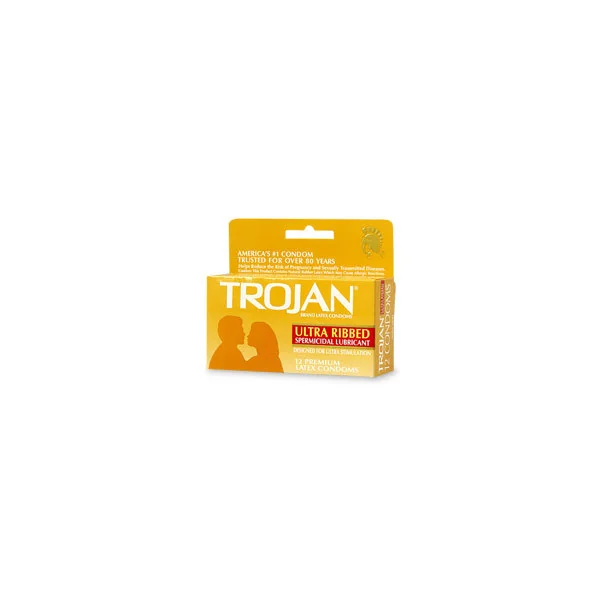 TROJAN STIMULATIONS ULTRA RIBBED 12 PACK
