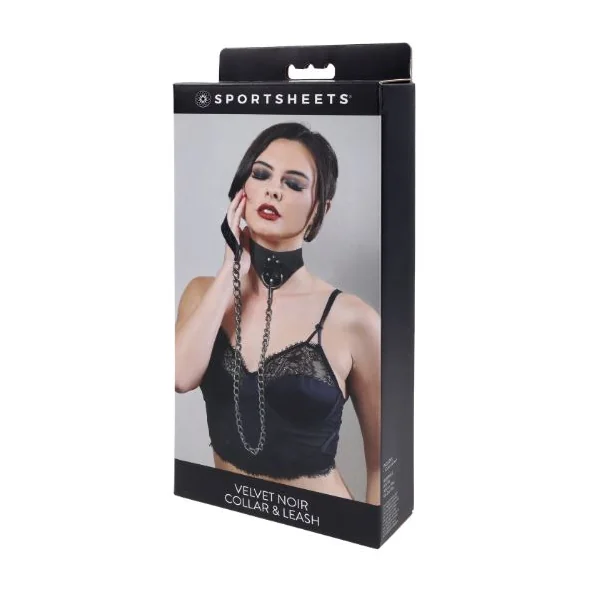 VELVET NOIR COLLAR & LEASH