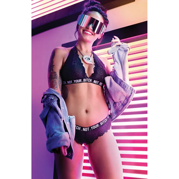 VIBES NOT YOUR BITCH LACE BRALETTE & PANTY SET LARGE/XL