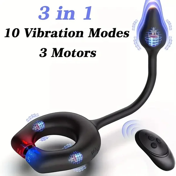 Vibrating Cock Ring With Anal Butt Plug Prostate Massage Enhanced Pleasure