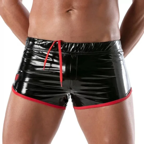 Vinyl Fetish Shorts Black/Red – Size : L