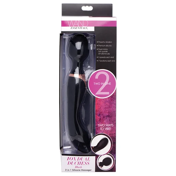 Wand Essentials 10X Dual Duchess 2-In-1 Silicone Massager - Black