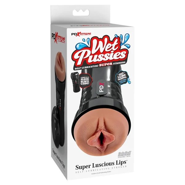 Wet Pussies - Super Luscious Lips Self Lubricating Stroker - Brown