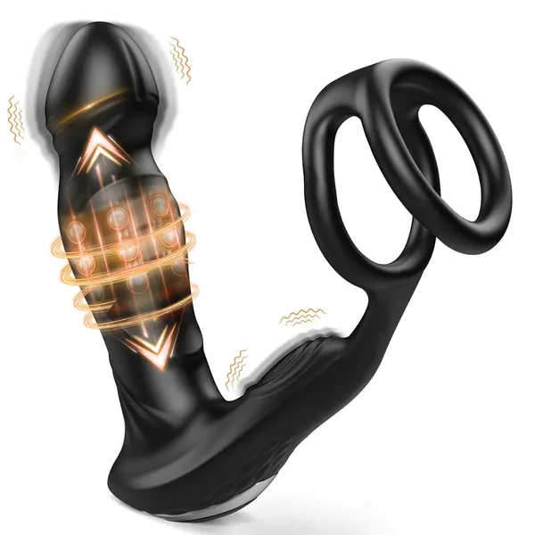 Wiggling Vibrator Anal Sex Toy Swing Thrusting Male Vibrator With Cock Ring