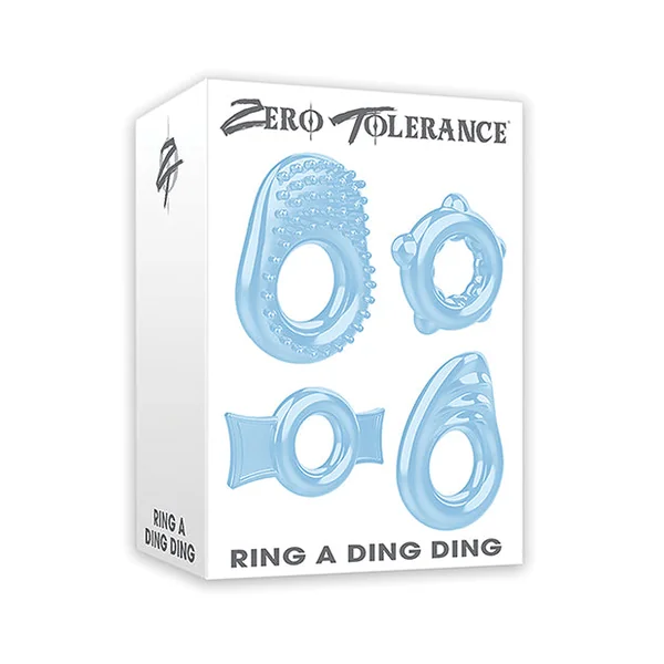 Zero Tolerance Ring A Ding Ding Set Of 4 Cock Rings - Blue