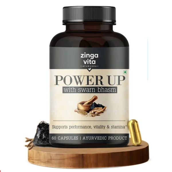 Zingavita Ashwagandha + Shilajit Gold Power Up Testosterone Booster For Men (60 Capsules)