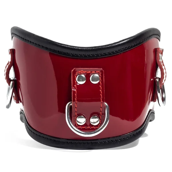 Zorba Lockable Padded Patent Leather Posture Collar